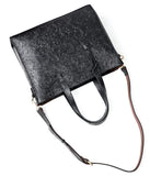 Handcrafted Full Grain Leather Briefcase with Floral Embossing, Vintage Laptop Tote Bag for Men & Women | Fits 16" Laptop | Leather Shoulder & Crossbody Work Bag or Weekend & Overnight Bags