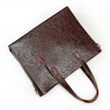 Handcrafted Full Grain Leather Briefcase with Floral Embossing, Vintage Laptop Tote Bag for Men & Women | Fits 16" Laptop | Leather Shoulder & Crossbody Work Bag or Weekend & Overnight Bags