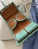 Handcrafted Full Grain Leather Jewellery Travel Organizer, Luxury Cowhide Jewellery Roll with Ring & Earring Holder, Portable Storage Case