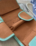 Handcrafted Full Grain Leather Jewellery Travel Organizer, Luxury Cowhide Jewellery Roll with Ring & Earring Holder, Portable Storage Case