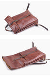 Handcrafted Full Grain Leather Roll-Top Backpack | Men's Vintage Business Commuter Laptop Travel Backpack