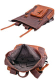 Handcrafted Full Grain Leather Roll-Top Backpack | Men's Vintage Laptop Travel & Hiking Backpack