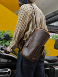Handcrafted Full Grain Leather Round Barrel Bag | Men's Vintage Motorcycle Crossbody Sling Bag