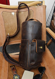 Handcrafted Full Grain Leather Round Barrel Bag | Men's Vintage Motorcycle Crossbody Sling Bag