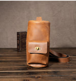 Handcrafted Full Grain Leather Round Barrel Bag | Men's Vintage Motorcycle Crossbody Sling Bag