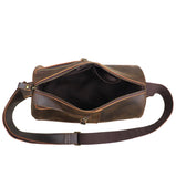 Handcrafted Full Grain Leather Round Barrel Bag | Men's Vintage Motorcycle Crossbody Sling Bag