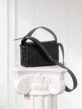 Handcrafted Intrecciato Mini Bag with Flap, Designer Weaven Calfskin Leather Crossbody & Top Handle Box Bag