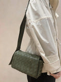 Handcrafted Intrecciato Mini Bag with Flap, Designer Weaven Calfskin Leather Crossbody & Top Handle Box Bag