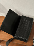 Handcrafted Intrecciato Mini Bag with Flap, Designer Weaven Calfskin Leather Crossbody & Top Handle Box Bag