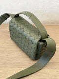 Handcrafted Intrecciato Mini Bag with Flap, Designer Weaven Calfskin Leather Crossbody & Top Handle Box Bag