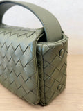 Handcrafted Intrecciato Mini Bag with Flap, Designer Weaven Calfskin Leather Crossbody & Top Handle Box Bag