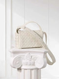 Handcrafted Intrecciato Mini Bag with Flap, Designer Weaven Calfskin Leather Crossbody & Top Handle Box Bag