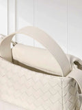 Handcrafted Intrecciato Mini Bag with Flap, Designer Weaven Calfskin Leather Crossbody & Top Handle Box Bag