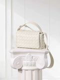 Handcrafted Intrecciato Mini Bag with Flap, Designer Weaven Calfskin Leather Crossbody & Top Handle Box Bag