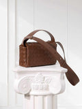 Handcrafted Intrecciato Mini Bag with Flap, Designer Weaven Calfskin Leather Crossbody & Top Handle Box Bag