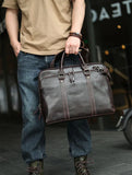 Handcrafted Italian Full Grain Leather Briefcase for Men | Luxury Executive Laptop & Business Satchel
