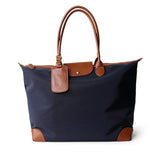 Handcrafted Large Waterproof Nylon and Cowhide Tote Bag, Women Shoulder Bag, Men Traveling Bag, Laptop Bag, Weekend Bag, Work Commutes Bag