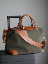 Handcrafted Large Waterproof Nylon and Cowhide Tote Bag, Women Shoulder Bag, Men Traveling Bag, Laptop Bag, Weekend Bag, Work Commutes Bag