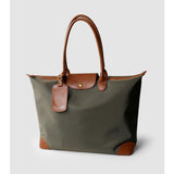 Handcrafted Large Waterproof Nylon and Cowhide Tote Bag, Women Shoulder Bag, Men Traveling Bag, Laptop Bag, Weekend Bag, Work Commutes Bag