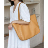 Handcrafted Leather Tote Bag | Grain Leather Large Tote Bag Yellow Colour, Birthday gift for her