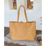 Handcrafted Leather Tote Bag | Grain Leather Large Tote Bag Yellow Colour, Birthday gift for her