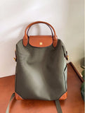 Handcrafted Luxury Women's Nylon Backpack, Large Laptop Bag, Waterproof Oxford Nylon with Cowhide Leather Trim