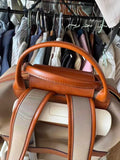 Handcrafted Luxury Women's Nylon Backpack, Large Laptop Bag, Waterproof Oxford Nylon with Cowhide Leather Trim