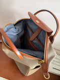 Handcrafted Luxury Women's Nylon Backpack, Large Laptop Bag, Waterproof Oxford Nylon with Cowhide Leather Trim