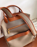 Handcrafted Luxury Women's Nylon Backpack, Large Laptop Bag, Waterproof Oxford Nylon with Cowhide Leather Trim