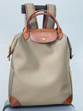 Handcrafted Luxury Women's Nylon Backpack, Large Laptop Bag, Waterproof Oxford Nylon with Cowhide Leather Trim