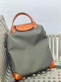 Handcrafted Luxury Women's Nylon Backpack, Large Laptop Bag, Waterproof Oxford Nylon with Cowhide Leather Trim
