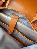 Handcrafted Luxury Women's Nylon Backpack, Large Laptop Bag, Waterproof Oxford Nylon with Cowhide Leather Trim