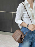 Handcrafted Premium Lambskin Leather Intrecciato Crossbody Bag, Luxury Woven Small Purse
