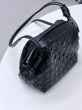 Handcrafted Premium Lambskin Leather Intrecciato Crossbody Bag, Luxury Woven Small Purse
