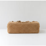 Handcrafted Quilted Suede Cowhide Camera Bag | Women's Chain Shoulder Bag with Turn-Lock Clasp