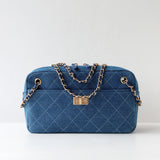 Handcrafted Quilted Suede Cowhide Camera Bag | Women's Chain Shoulder Bag with Turn-Lock Clasp