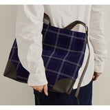 Handcrafted Suede Leather Plaid Tote Bag | Women's Oversized Shoulder & Crossbody Purse