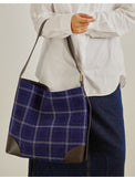 Handcrafted Suede Leather Plaid Tote Bag | Women's Oversized Shoulder & Crossbody Purse