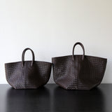 Handcrafted Top-Grain Sheepskin Woven Tote Bag | Women's Luxury Soft Lambskin Leather Bucket Shoulder Bag
