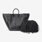 Handcrafted Top-Grain Sheepskin Woven Tote Bag | Women's Luxury Soft Lambskin Leather Bucket Shoulder Bag