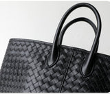 Handcrafted Top-Grain Sheepskin Woven Tote Bag | Women's Luxury Soft Lambskin Leather Bucket Shoulder Bag