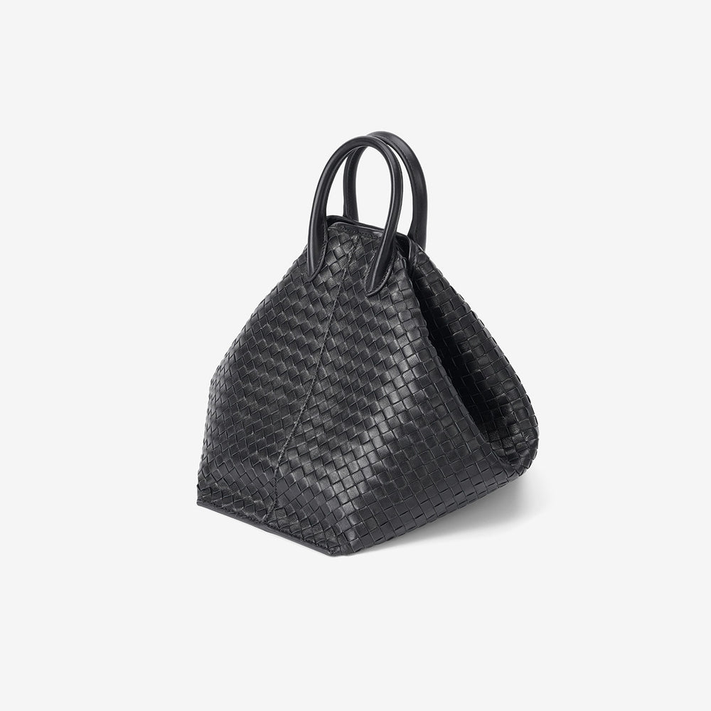 Handcrafted Top-Grain Sheepskin Woven Tote Bag | Women's Luxury Soft Lambskin Leather Bucket Shoulder Bag