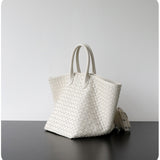 Handcrafted Top-Grain Sheepskin Woven Tote Bag | Women's Luxury Soft Lambskin Leather Bucket Shoulder Bag