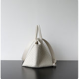 Handcrafted Top-Grain Sheepskin Woven Tote Bag | Women's Luxury Soft Lambskin Leather Bucket Shoulder Bag