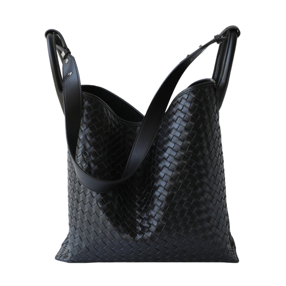 Handcrafted Top-Grain Sheepskin Woven Tote Bag | Women's Luxury Soft Lambskin Leather Bucket Shoulder Bag