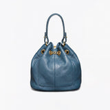 Handcrafted Top Grain Cowhide Leather Mini Bucket Bag | Women's Drawstring Chain Crossbody Purse
