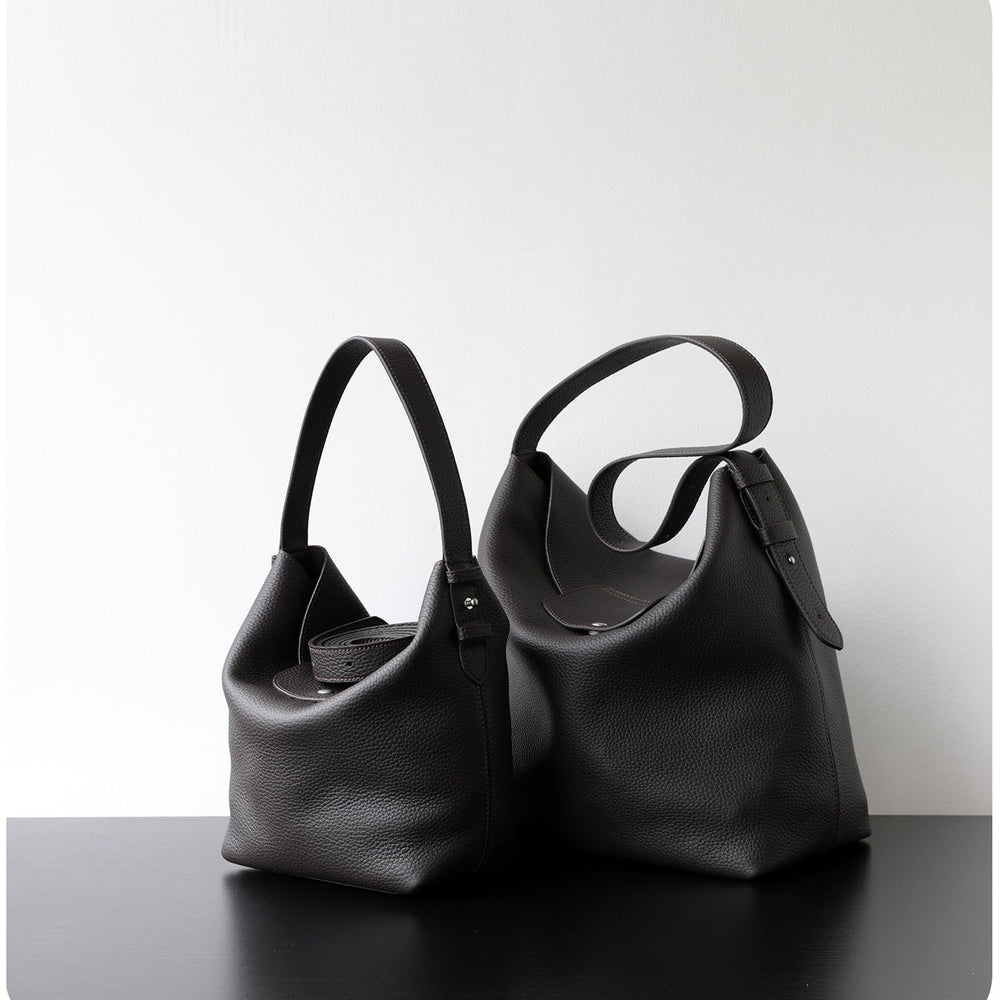 Handcrafted Top Grain Cowhide Leather Slouchy Bucket Bag | Women's Shoulder & Top-Handle Purse
