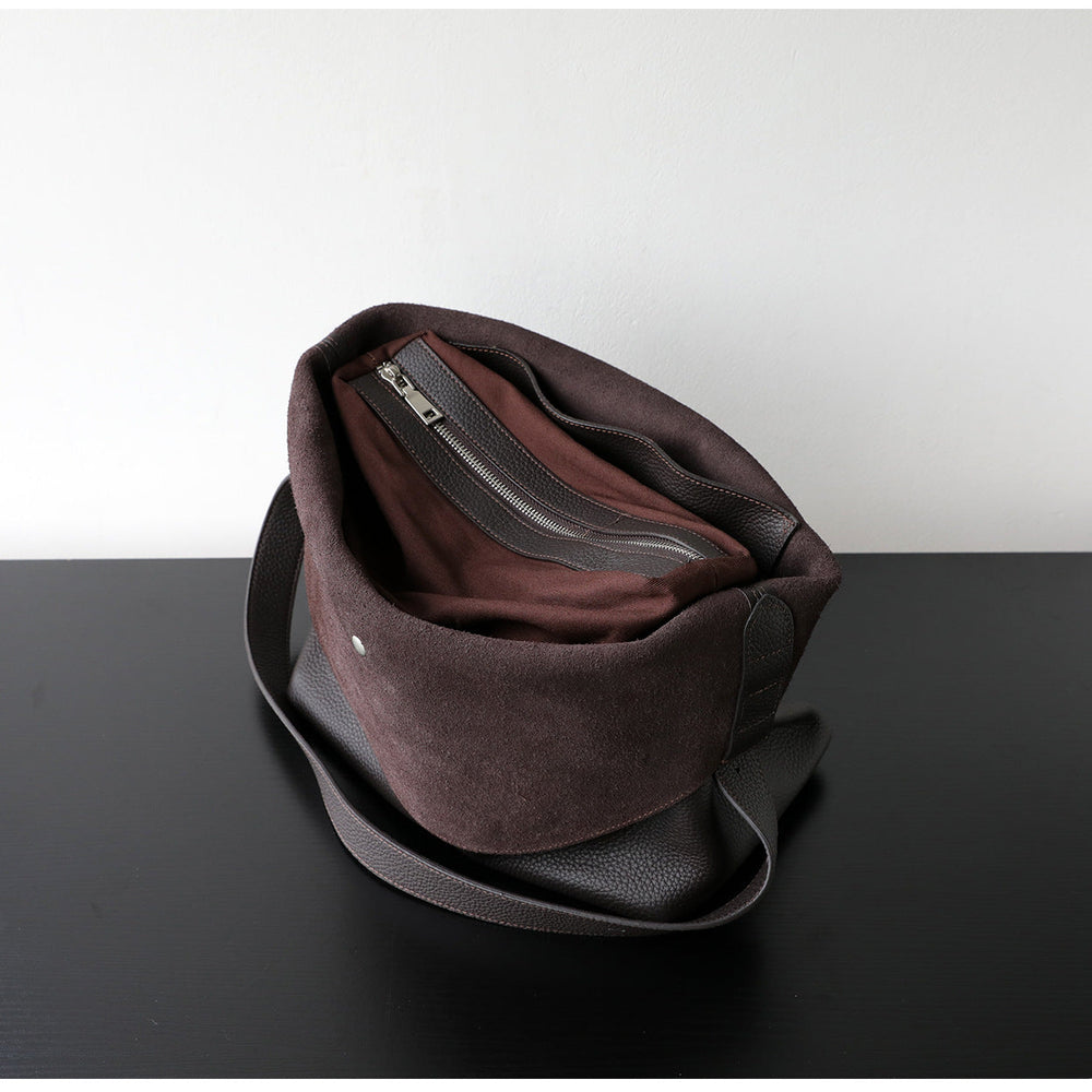 Handcrafted Top Grain Cowhide Leather Slouchy Bucket Bag | Women's Shoulder & Top-Handle Purse