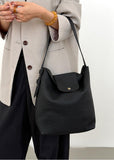 Handcrafted Top Grain Cowhide Leather Slouchy Bucket Bag | Women's Shoulder & Top-Handle Purse