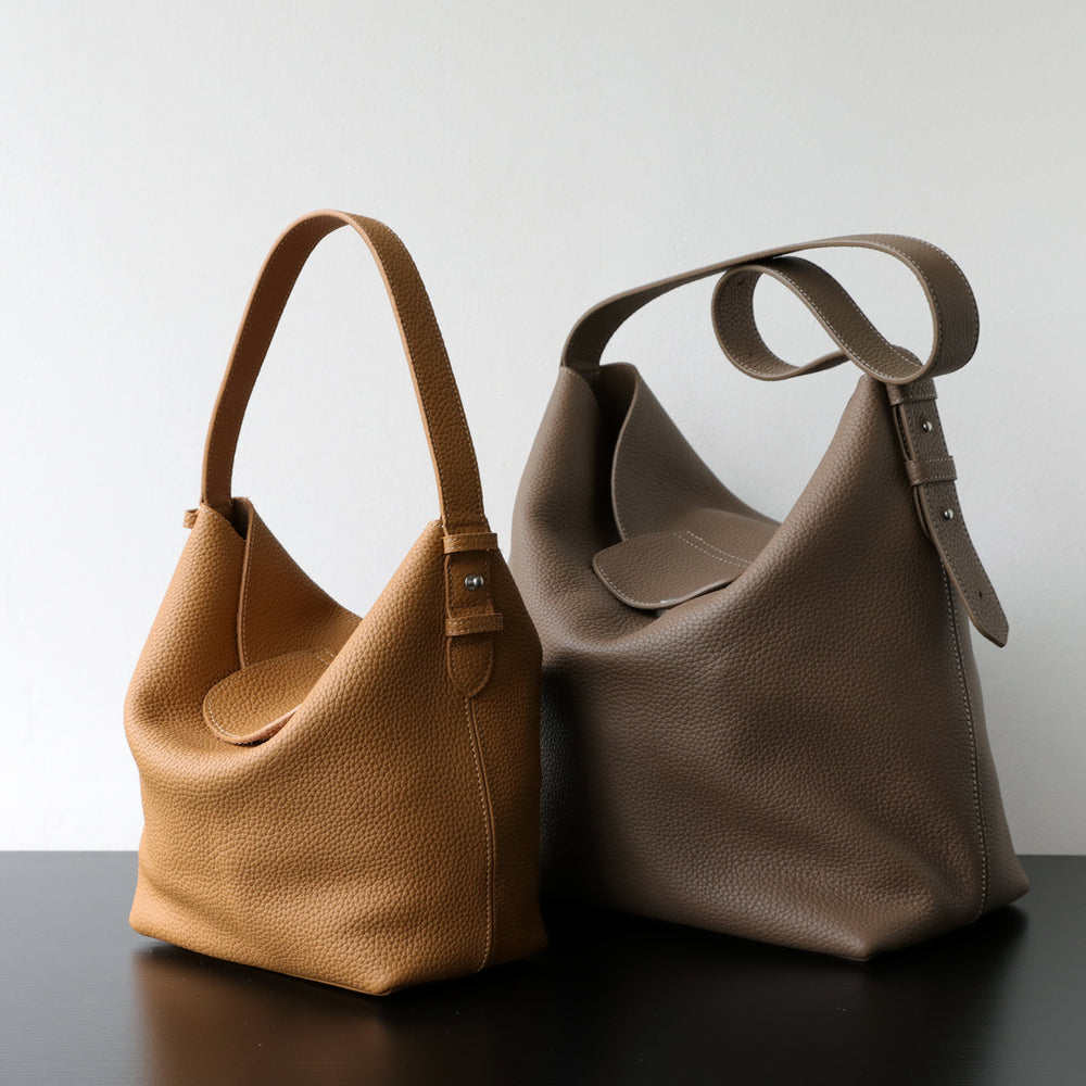 Handcrafted Top Grain Cowhide Leather Slouchy Bucket Bag | Women's Shoulder & Top-Handle Purse